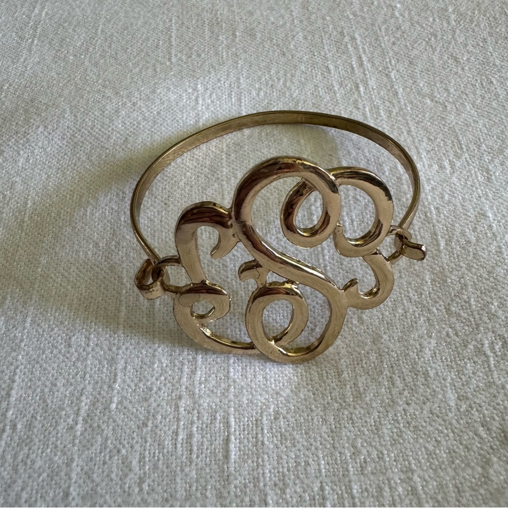 Monogram gold S initial bracelet